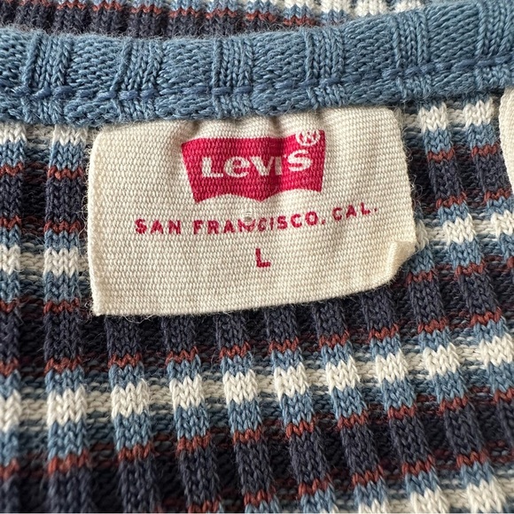 LEVI’S Britt Long Sleeve Pearl Snap Knit Top Cropped Ribbed Scoop Neck Y2K XL - Picture 7 of 16